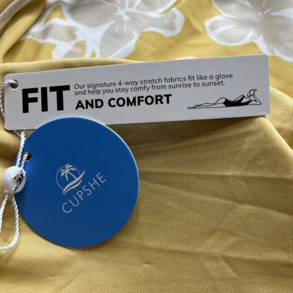 Cupshe Swim Suit Bikini Top Womens XL Yellow Tan White Padded New - Picture 10 of 12